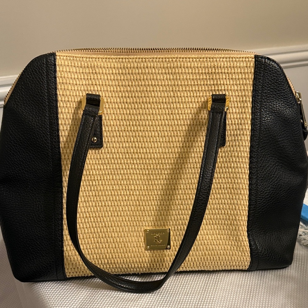 Ralph Lauren Black and Cream Shoulder Bag
